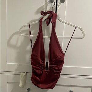 Zara Deep Red Backless HalterTop